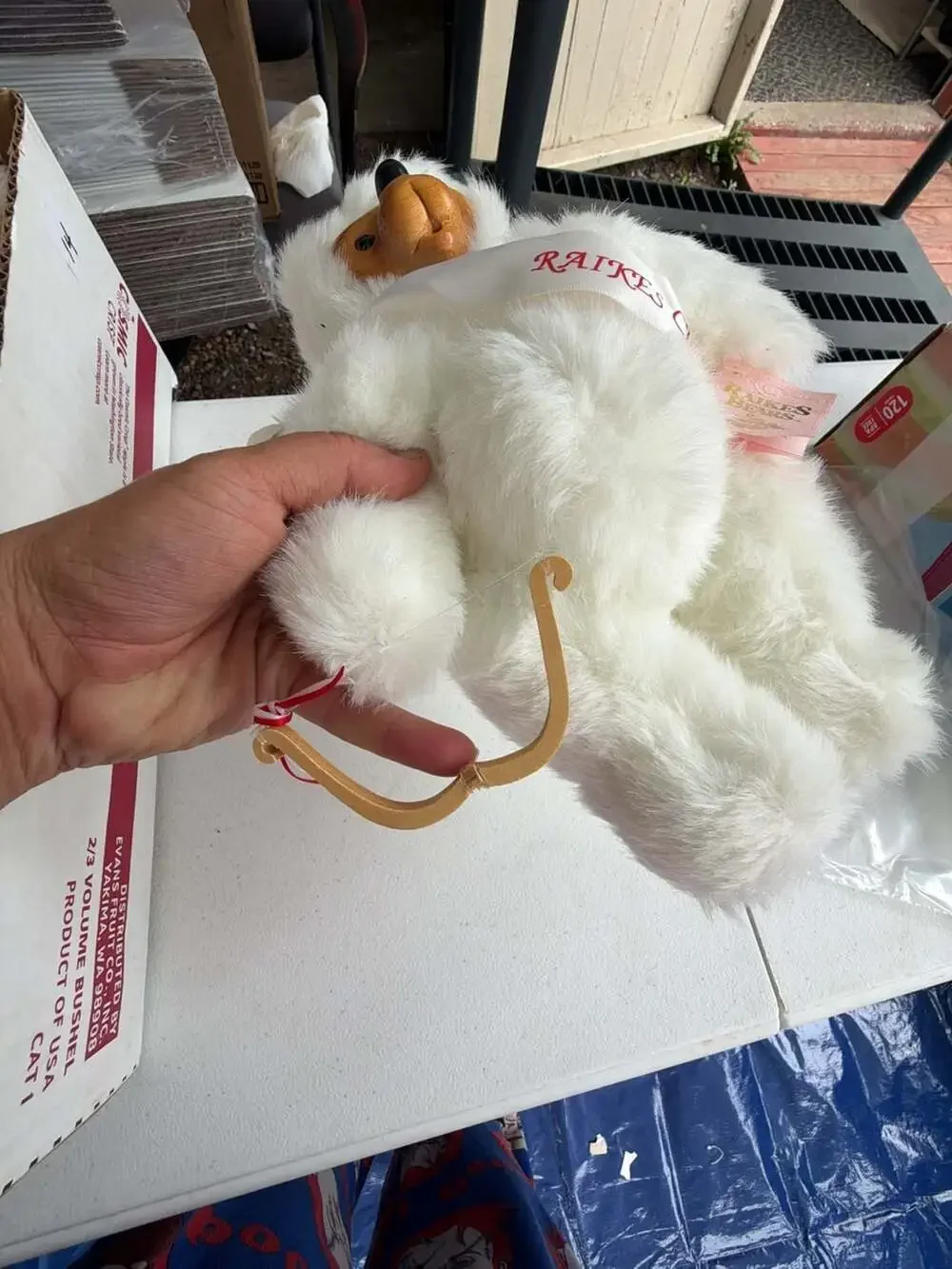 Robert Raikes Original 1990 Cupid Bear with Angel Wings and Wooden Face